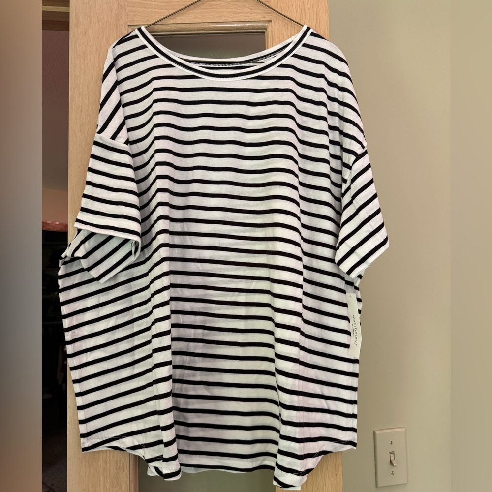 Westbound Black and White Striped Oversized T-Shirt